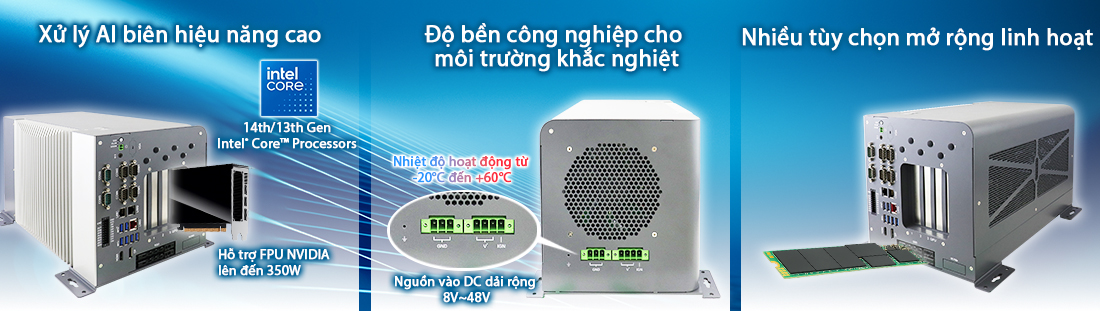IBASE AES100 Máy tính biên AI mở rộng, bền chắc Dành cho trí tuệ nhân tạo thời gian thực và độ bền bỉ cấp công nghiệp