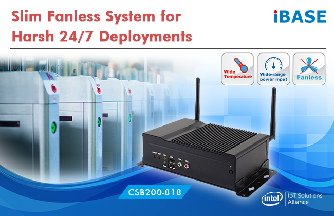CSB200-818 - Slim Fanless System Operates under Harsh Conditions and with a Wide-range Operating Temperature