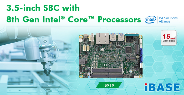 IB919 3.5-inch SBC with 8th Gen Intel® Core™ Processors (Whiskey Lake-U)