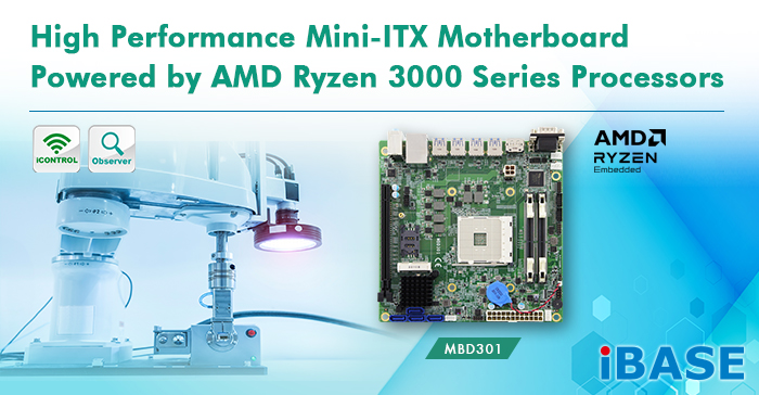 MBD301 High Performance Mini-ITX Motherboard Powered by AMD Ryzen 3000 Series Processors
