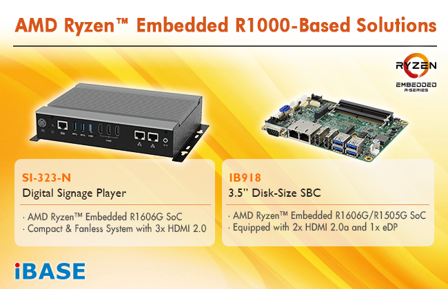 IBASE Unveils Two AMD Ryzen™ Embedded R1000-Based Solutions
